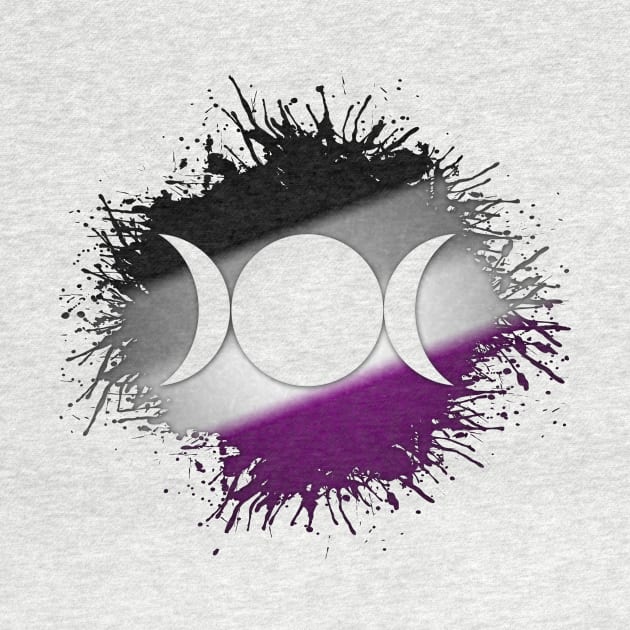 Paint Splatter Asexual Pride Flag Triple Goddess Moon Symbol by LiveLoudGraphics